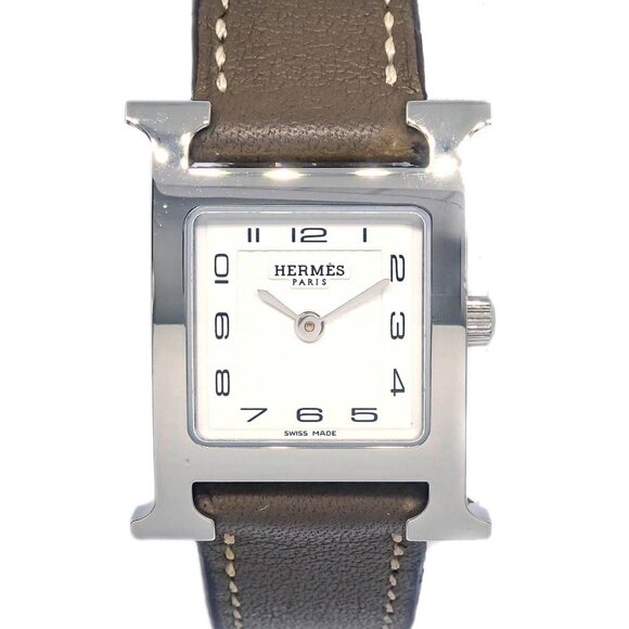 Hermes H Watch HH1.210 Quartz Watch SS Gray X 176082